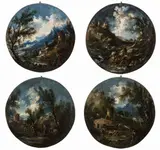 Antonio Francesco Peruzzini, Series of four roundels depicting river landscapes with figures and buildings