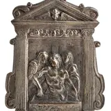 The Mourning of Christ with Mary and St. John by Galeazzo Mondella detto il Moderno, Silvered bronze fusion pax, offered Oct 2023