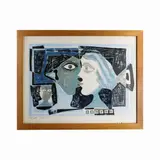 Piero Zuffi, The kiss, multiple on paper, proof of authorship in frame.