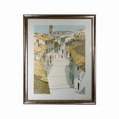 Glimpse of a village , multiple on paper by Aldo Riso, in frame, offered Sep 2023
