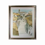 Aldo Riso, Glimpse of a village , multiple on paper, in frame