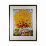 Glimpse of a village with a bunch of flowers, multiple on paper by Michele Cascella, in frame, offered Sep 2023