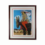 Woman with donkey, multiple on paper by Salvatore Fiume, in frame, offered Sep 2023