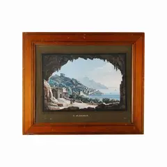 Gustavo Scoppa, View of Amalfi, in frame