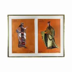 Stage costumes for Gluck's Alceste by Piero Zuffi, 1954, in frame. Already exhibited in the residence of the permanent representative of Italy at the Ooii, offered Sep 2023