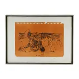 Lorenzo Tornabuoni, Three characters, ink drawing on paper