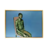 Giangaetano Patane, Seated man, 2003, in frame. Previously exhibited in the residence of the permanent representative of Italy at the Ooii