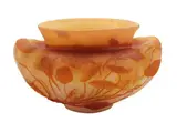 Vase in doubled glass by Émile Gallé, 1910, in amber tones with cameo acid work and floral decoration. Signed Gallè cameo on the body., offered Nov 2024
