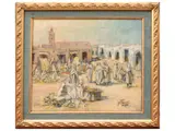 Yvonne Thivet, Market in Nefta, oil on canvas