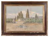 Filippo Anvitti, Glimpses of the surroundings of Rome, pair of watercolors on cardboard