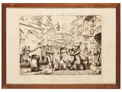 Customs of Rome and Lazio by Bartolomeo Pinelli, series of four lithographs, offered Nov 2024