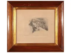 Stefano della Bella, Head of an old man crowned with laurel, ca. 1640, etching