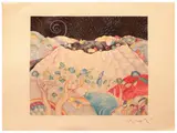 Luca Alinari, Piove nel cielo 1985, lithograph