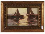 Carlo Domenici, Barche da pesca 1930, oil on panel