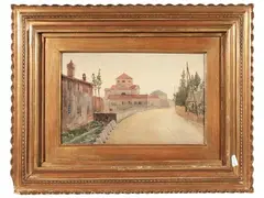 Davanti alla Chiesa di San Lorenzo by Odoardo Borrani, pencil and watercolor on paper, offered Oct 2024