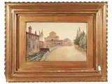 Odoardo Borrani, Davanti alla Chiesa di San Lorenzo, pencil and watercolor on paper