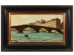 Ponte alla Carraia 1936 by Arturo Checchi, oil on cardboard, offered Oct 2024