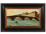 Arturo Checchi, Ponte alla Carraia 1936, oil on cardboard