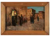 Cesare Ciani, La visita, oil on panel