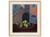 Dyalma Stultus, Il piatto viola (Interno di paese con natura morta) 1975