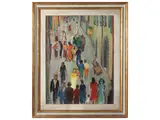 Arturo Checchi, Personaggi in strada, anni Sessanta, oil on canvas