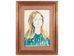 Ritratto femminile by Silvio Loffredo, acrylic and pencil on paper, offered Oct 2024