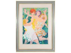Figure che giocano a palla by Remo Squillantini, watercolour on card, offered Oct 2024