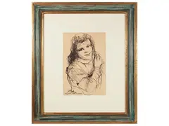Vinicio Berti, Figura femminile, ritratto double-face 1945, watercolors and pastels on paper