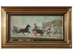 Corsa al calesse by Guido Somelli, oil on panel, offered Oct 2024