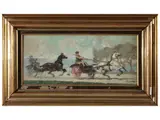 Guido Somelli, Corsa al calesse, oil on panel