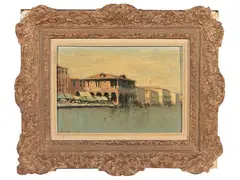 Ian Houston, Mercato del Pesce - Venezia, oil on hardboard