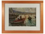 Saturno Bartolomei, Pescatori, oil on cardboard