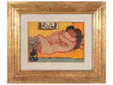 Marcello Boccacci, I due innamorati 1954, oil on cardboard