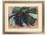 Sergio Scatizzi, Natura morta con uva, oil on paper