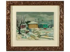 Nevicata 1939 by Silvio Polloni, oil on panel, offered Oct 2024