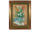 Silvio Polloni, Vaso di fiori, mixed media on paper