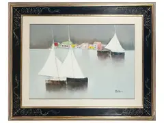 Marina con vele by Lido Bettarini, oil on canvas, offered Oct 2024