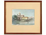 Luciano Guarnieri, Chiesa Cestello, watercolor on cardboard