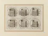 Onofrio Panvinio, Sex Amphitheater Flaviani 1580, etching and engraving depicting six Roman amphitheaters in the form of coins