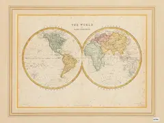 Alexander Keith Johnston, The World in Hemispheres by Keith Johnston F.R.S.E. (1861), lithograph