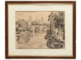 Augusto Zoboli, View of Paris 1953, Indian ink on paper