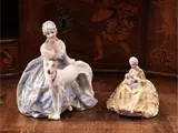 Luigi Fabris, Two porcelain groups, depicting two ladies in eighteenth-century dresses