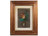 Osman Lorenzo De Scolari, Vaso di fiori 1977, oil on hardboard