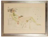 Silvio Loffredo, Donna sdraiata, watercolor on paper