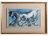 Michele Ortino, Cavalli 1970, oil on panel