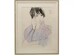 Ragazza 1978 by Bruno Paoli, mixed media on cardboard, offered Jul 2024