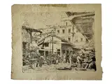 Telemaco Signorini, Mercato dell'antico ghetto di Firenze, etching