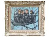 Keith Ingermann, Composition with monkeys, oil on hardboard