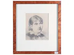 Female portrait by Giuseppe Cassioli, pencil on paper, offered Jul 2024