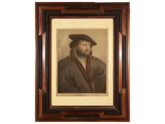 Francesco Bartolozzi, Portrait of Hans Holbein at Kensington Palace, watercolor engraving